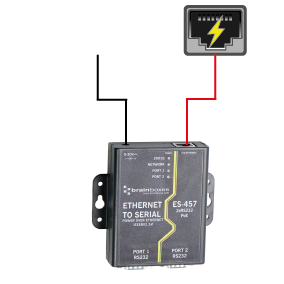 Here you can see both a PoE enabled network and a power supply connected to the ES-457